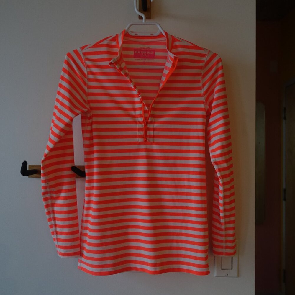 J.Crew crewcuts rashguard swim swimwear stripe neon coral long-sleeve Girls 16